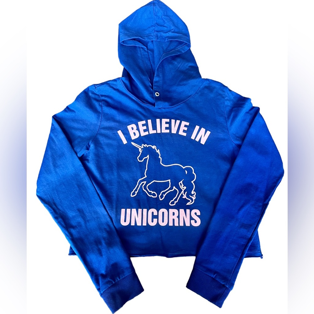 H&M Blue 'I Believe in Unicorns' T-Shirt Hoodie